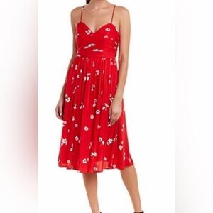 Bardot Red Floral Midi Dress